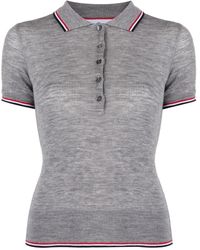 Thom Browne - Short-sleeved Ribbed Polo Top - Lyst
