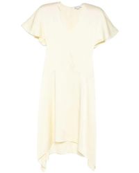 Stella McCartney - V-Neck Short-Sleeve Satin Midi Dress - Lyst