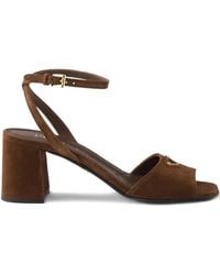 Prada - Sandalen Mit Logo-Schild - Lyst