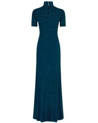 Rabanne - Velvet-Detail Maxi Dress - Lyst