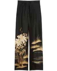 Max Mara - Fluid Printed Silk Trousers - Lyst