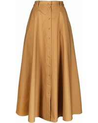 IVY & OAK High-waisted Cotton Skirt - Brown