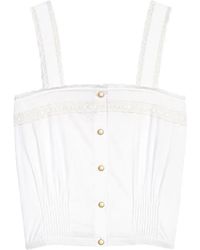 Maje - Lace-Trim Pleated Top - Lyst