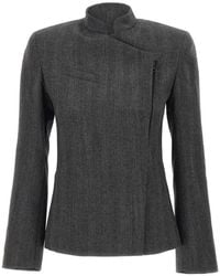 Coperni - Herringbone-Pattern Asymmetrical-Fastening Jacket - Lyst