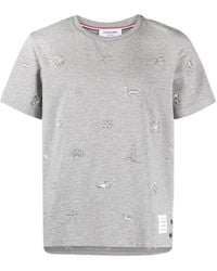 Thom Browne - Embroidered Cotton T-Shirt - Lyst