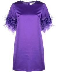 P.A.R.O.S.H. - Feathered Mini Dress - Lyst