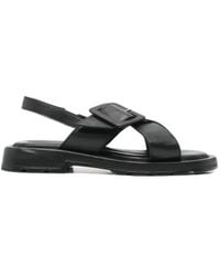 SERGIO MORETTI FIRENZE - Buckle-Detail Slingback Flat Sandals - Lyst