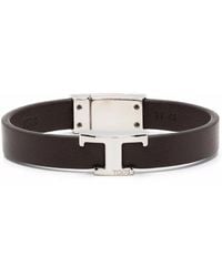 Tod's - Bracelet En Cuir À Plaque Logo - Lyst
