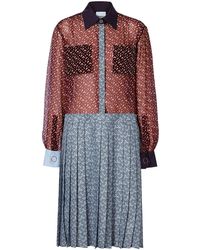 Burberry モノグラムプリント シルク シャツドレス - レッド