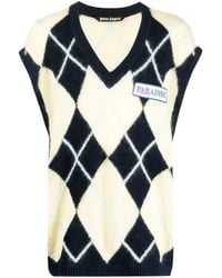 Palm Angels - Logo-Patch Argyle Knitted Vest - Lyst
