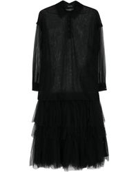 Simone Rocha - Flared Jurk Met Tulen Mesh - Lyst