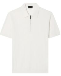 Emporio Armani - Ribbed-Knit Half-Zip Polo Shirt - Lyst