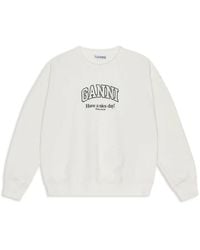Ganni - Logo-Print Cotton Sweatshirt - Lyst