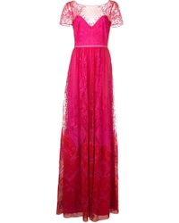 Marchesa notte Maxi-jurk Met Kant - Roze