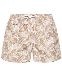 Kiton - Leaf-print Swim Shorts - Lyst