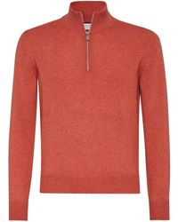 Brunello Cucinelli - Kasjmier Trui Met Halve Rits - Lyst