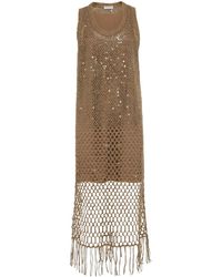 Brunello Cucinelli - Sequin-embellished Knitted Dress - Lyst
