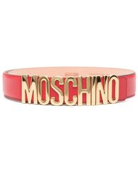 Moschino - Logo-plaque Leather Belt - Lyst