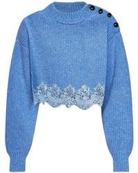 Chloé - Pullover Mit Spitzenbesatz Und Geknöpften Schultern - Lyst