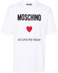 Moschino - T-shirt Met Geborduurd Logo - Lyst