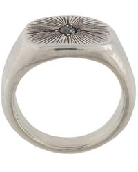 Henson Starburst Signet Ring With Diamond - Metallic