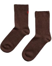 Chinti & Parker - Ribbed-Knit Embroidered-Logo Socks - Lyst