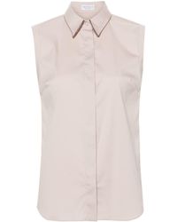 Brunello Cucinelli - Sleeveless Button-up Shirt - Lyst