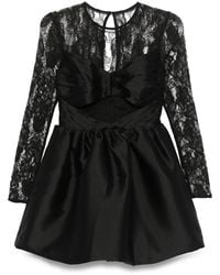 Self-Portrait - Lace-Panel Taffeta Mini Dress - Lyst
