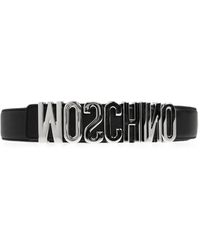 Moschino - Logo-Plaque Leather Belt - Lyst