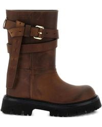 Moschino - Buckled Leather Boots - Lyst