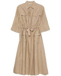 Herno - Belted Linen Midi Dress - Lyst