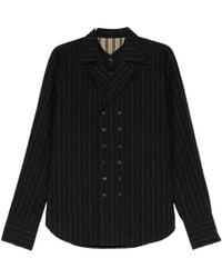 Ziggy Chen - Chemise À Boutonnière Croisée Et Fines Rayures - Lyst
