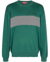 Supreme - Checkered Panel Crew-Neck Sweatshirt - Lyst