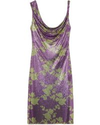Versace - Embellished Floral-Print Chainmail Mini Dress - Lyst