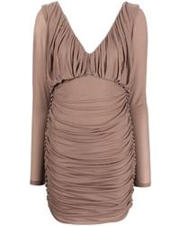 Saint Laurent - V-Neck Draped Mini Dress - Lyst