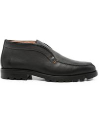Santoni - Round-Toe Leather Loafers - Lyst