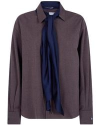 Sacai - Pussy-Bow Long-Sleeve Shirt - Lyst
