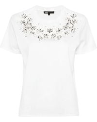 Maje - Rhinestone-embellished Cotton T-shirt - Lyst