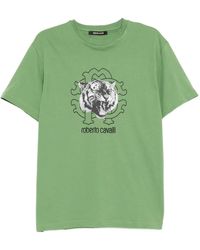 Roberto Cavalli - Graphic-Print Cotton T-Shirt - Lyst