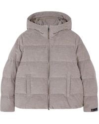 Paul & Shark - Hooded Corduroy Puffer Jacket - Lyst