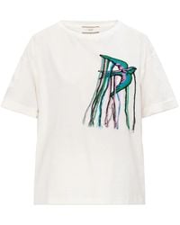 Akep - Katoenen T-Shirt Met Geborduurde Patch - Lyst