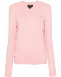 A.P.C. - Pull En Coton À Logo Brodé - Lyst