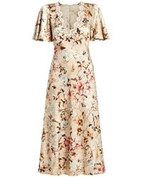 Guess - Maxi Floral-Print Lace-Trim Dress - Lyst