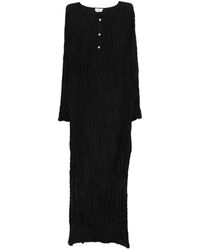 P.A.R.O.S.H. - Button-Fastening Textured Midi Dress - Lyst