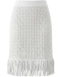 Akris - Minijupe À Détails De Perforations Et Finitions Frangées - Lyst
