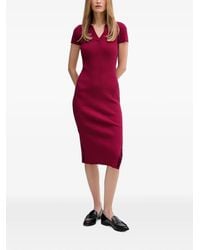 DKNY - Logo-Tape Ribbed-Knit Midi Dress - Lyst