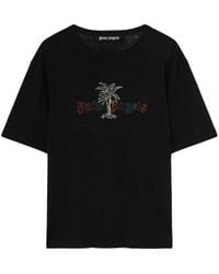 Palm Angels - Graphic-print Regular-fit Cotton And Linen-blend T-shirt - Lyst