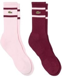 Lacoste - Lot De Deux Paires De Chaussettes Rayées À Logo Brodé - Lyst
