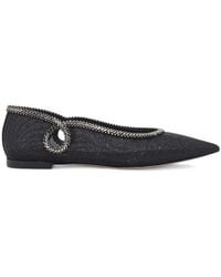 Casadei - Josephine Chain-Trim Pointed-Toe Ballet Flats - Lyst