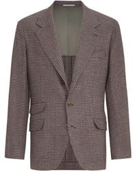 Brunello Cucinelli - Comfort Wool And Cashmere Prince Of Wales Flannel Deconstructed Cavallo Blazer - Lyst